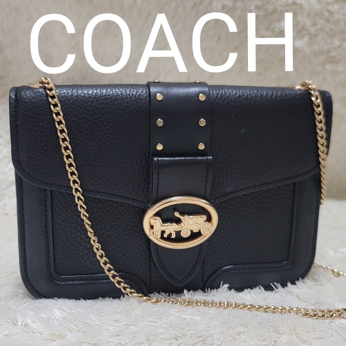 【極美品】コーチ 2way ショルダーバッグ トート 馬車金具 PVC ラメ 極美品】COACH コーチ ショルダーウォレット 2way チェーン 馬車