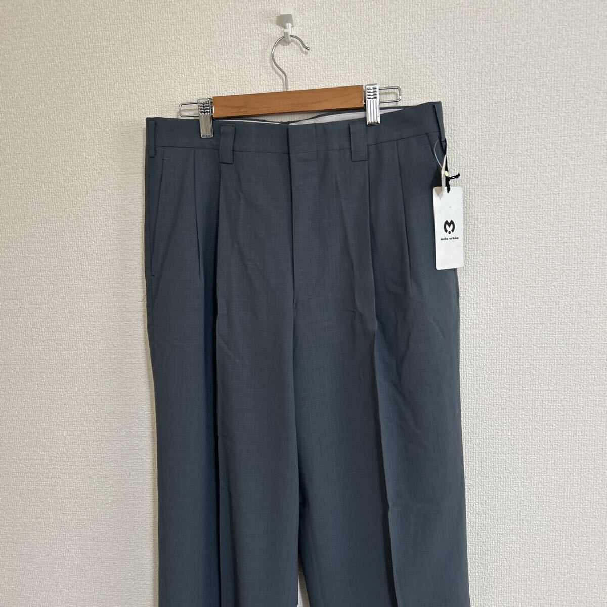 mila schon ミラショーン パンツ スラックス スラックスパンツ センタープレス　オフィス　オフィスカジュアル　グレー　フリーサイズ_画像2