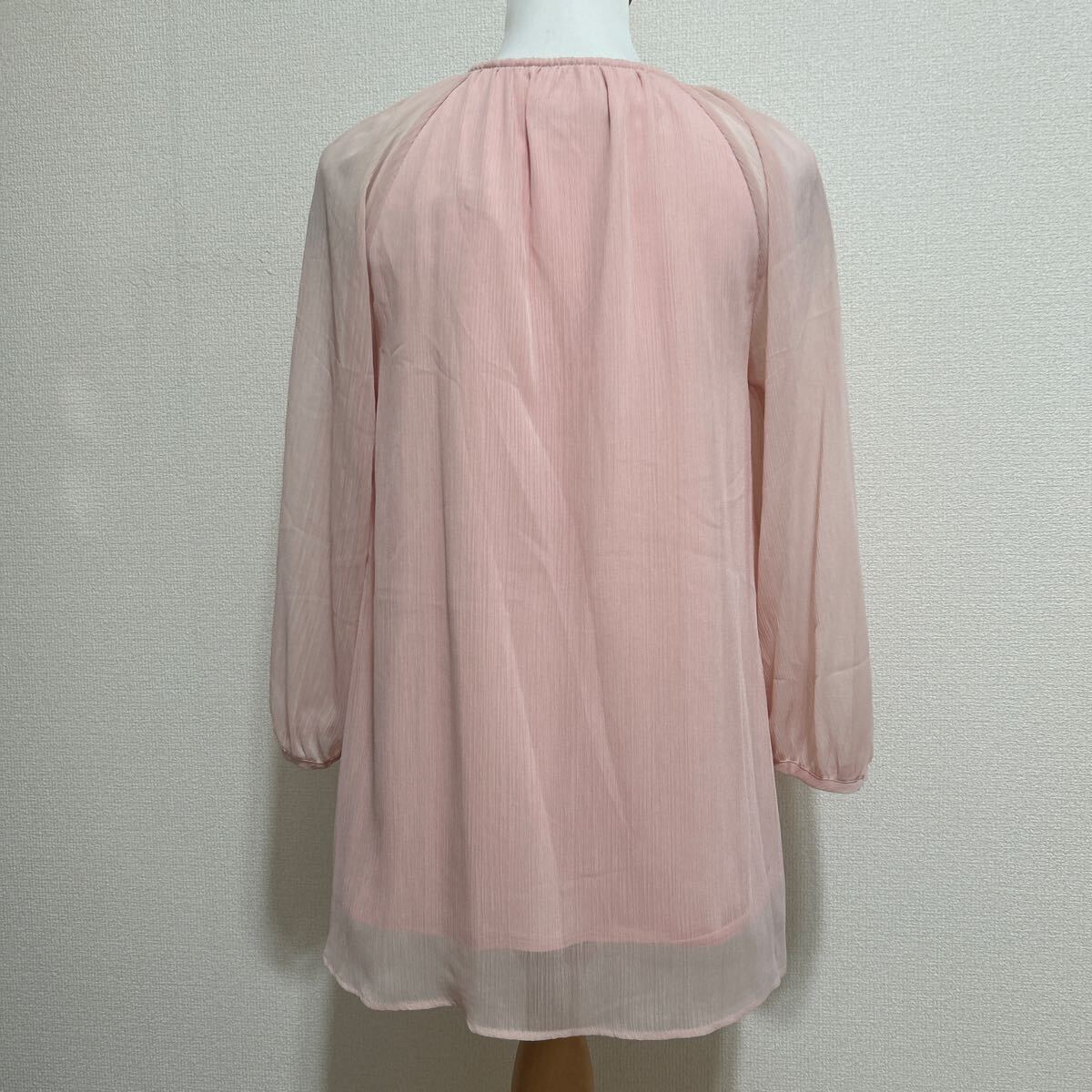 新品タグ付き ACTRESS PRINCESS アクトレスプリンセス ブラウス シャツ 長袖 七分袖 ビジュー きれいめ シフォン ピンク 9サイズ_画像4