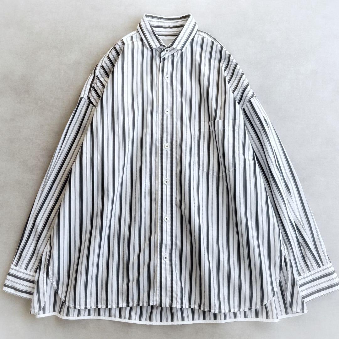 美品▲TICCA ティッカ/スクエアビッグシャツ▲コットン ゆったり ストライプ 美品△TICCA ティッカ/スクエアビッグシャツ△コットン ゆったり