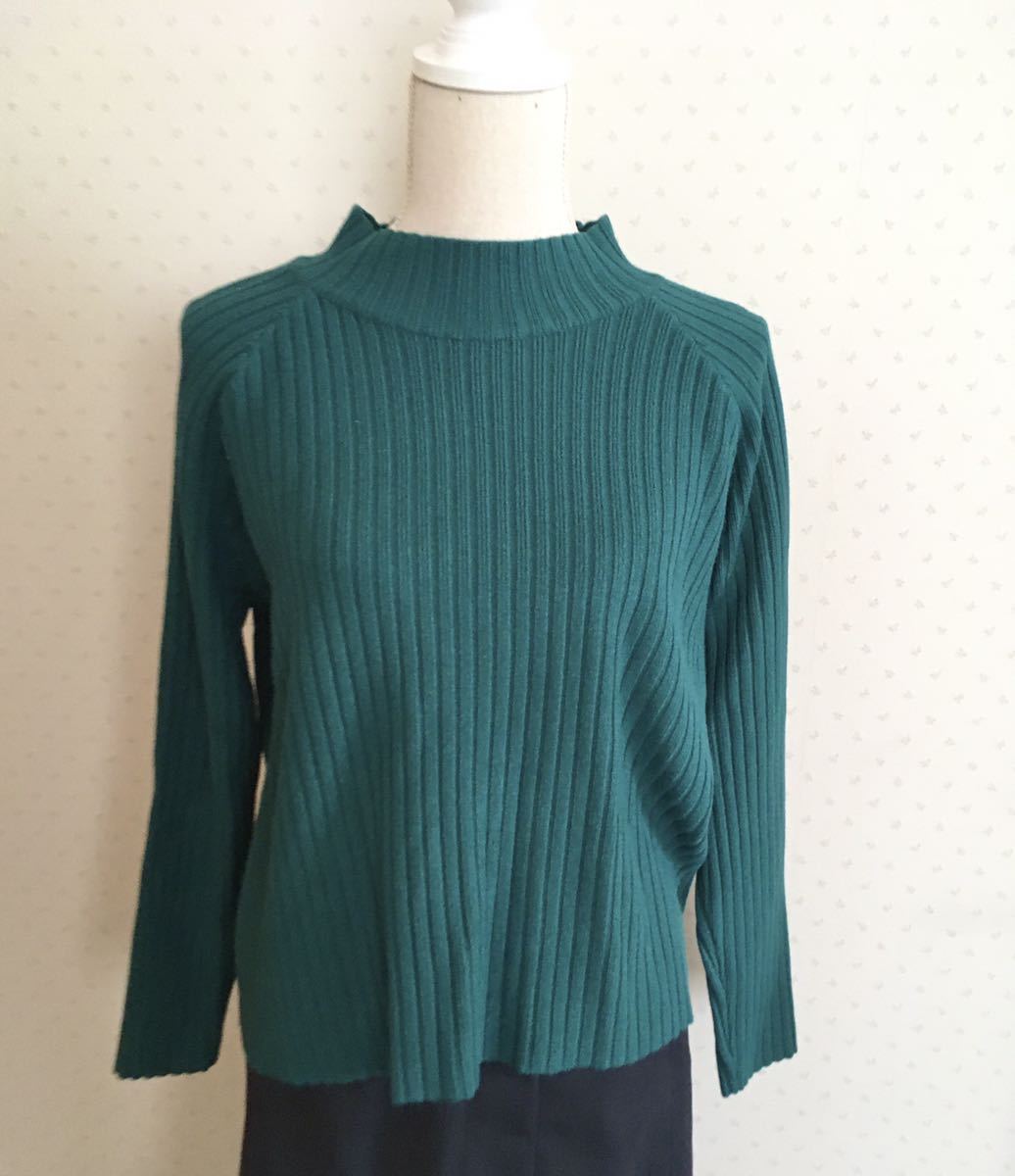 【ラスト2点】ニット ハイネック グリーン トップス ニットセーター リブ 送料無料 セーター_画像8
