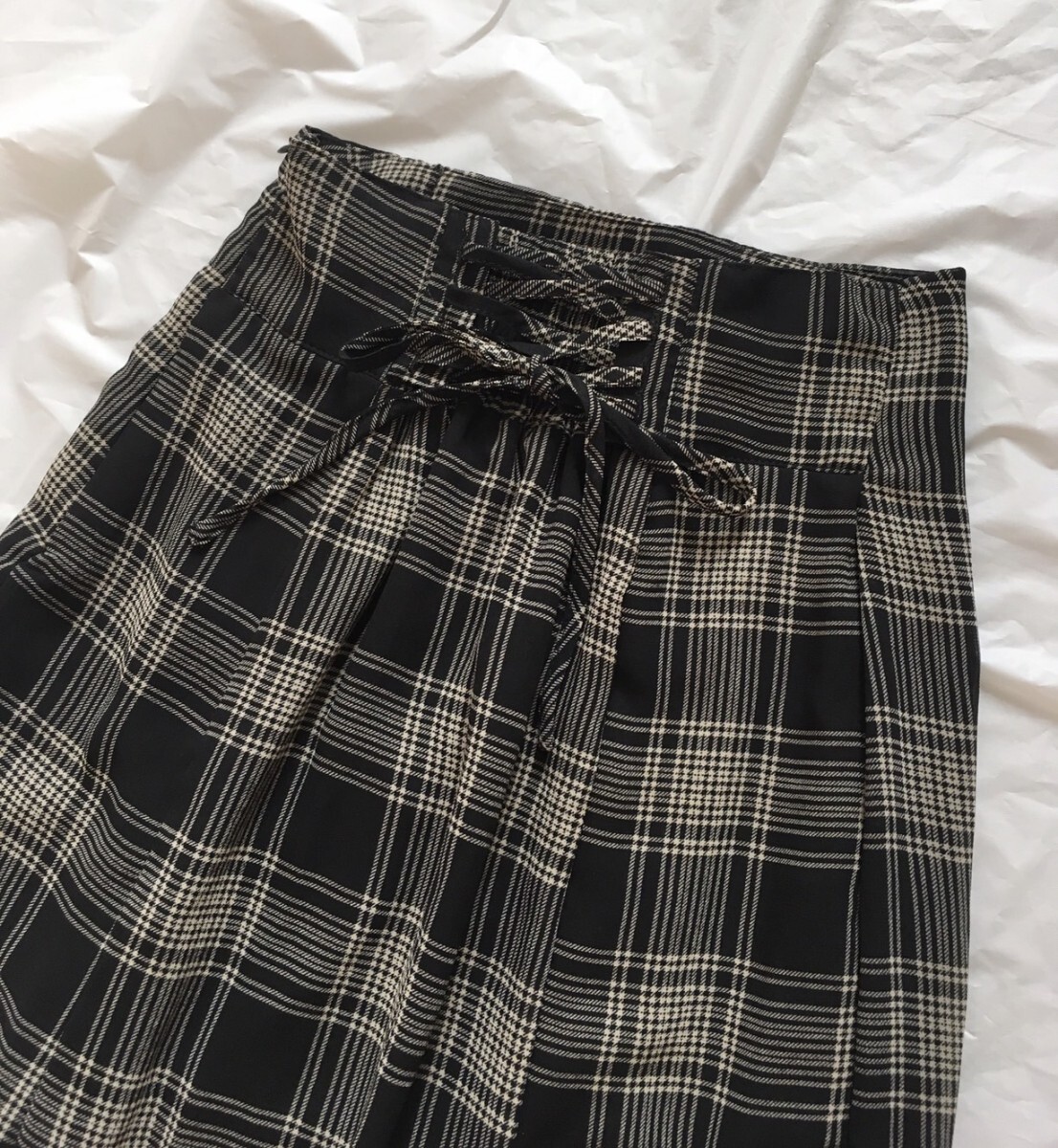 【美品】INGNI チェック柄　マーメイド　ロングスカート　FREE シアー 送料無料 レースアップ ブラック_画像7