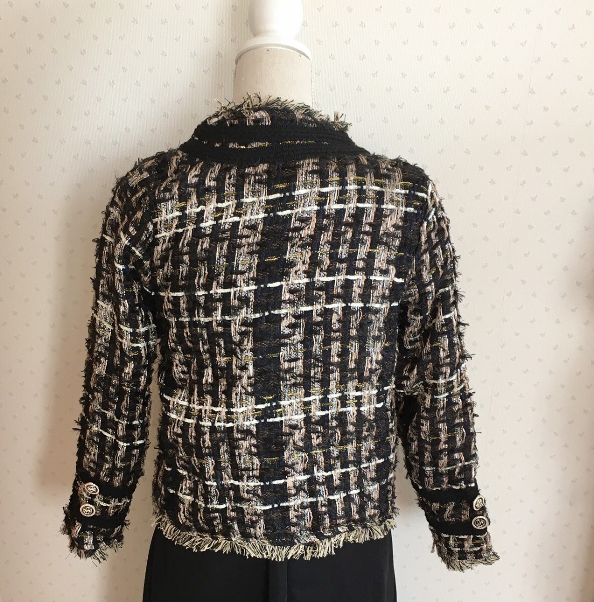 【新品☆】ツイード　ノーカラージャケット　チェック　S ジャケット 送料無料 アウター ジャケット_画像7