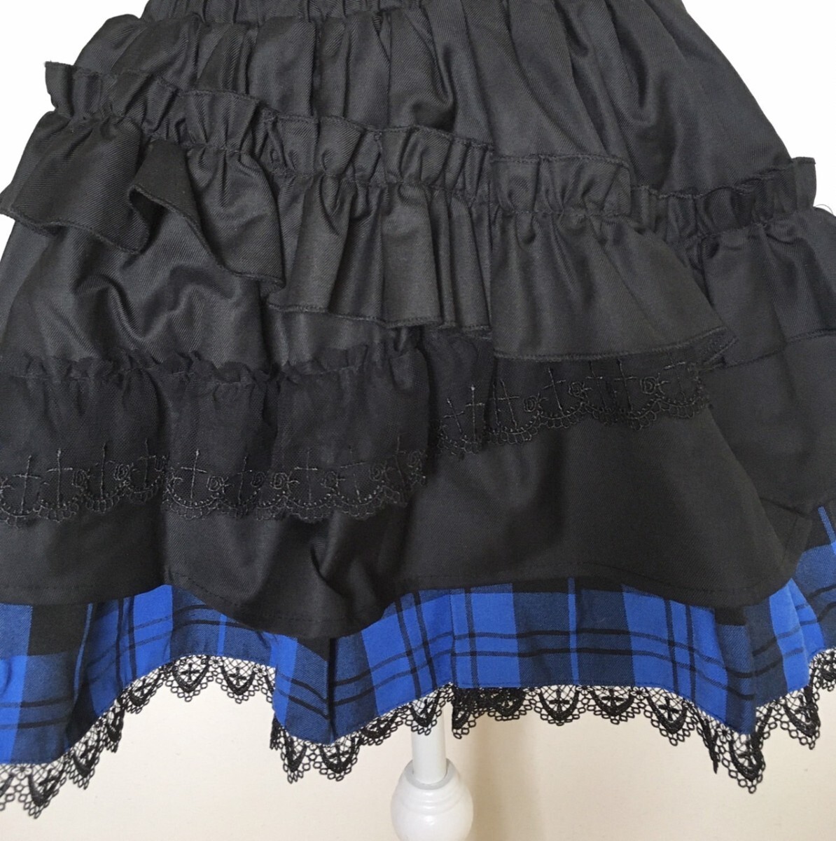 【新品☆】ロリータ　チェック柄　ミニスカート　フリル　S ゴスロリ　クロス　送料無料 コスプレ衣装_画像9