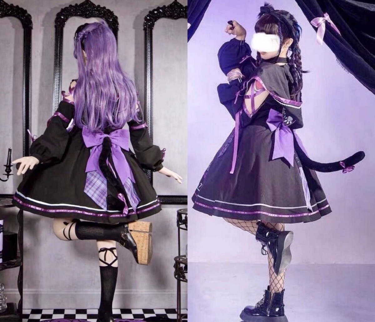 【ラスト1点】ロリータ　ネコ　キャミワンピース　ショート丈パーカー　S セット 送料無料 コスプレ_画像7