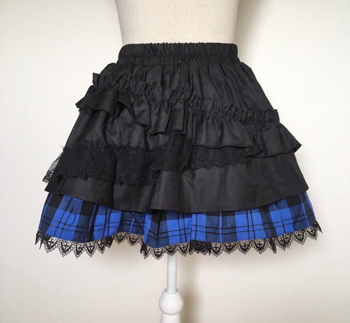 【新品☆】ロリータ　チェック柄　ミニスカート　フリル　S ゴスロリ　クロス　送料無料 コスプレ衣装_画像7