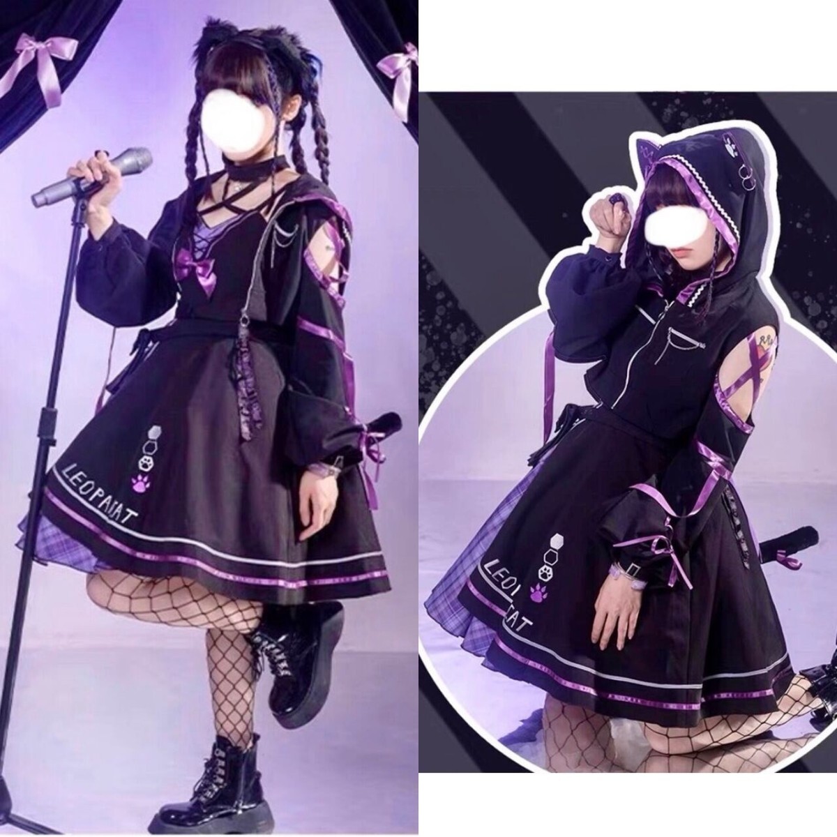 【ラスト1点】ロリータ　ネコ　キャミワンピース　ショート丈パーカー　S セット 送料無料 コスプレ_画像4