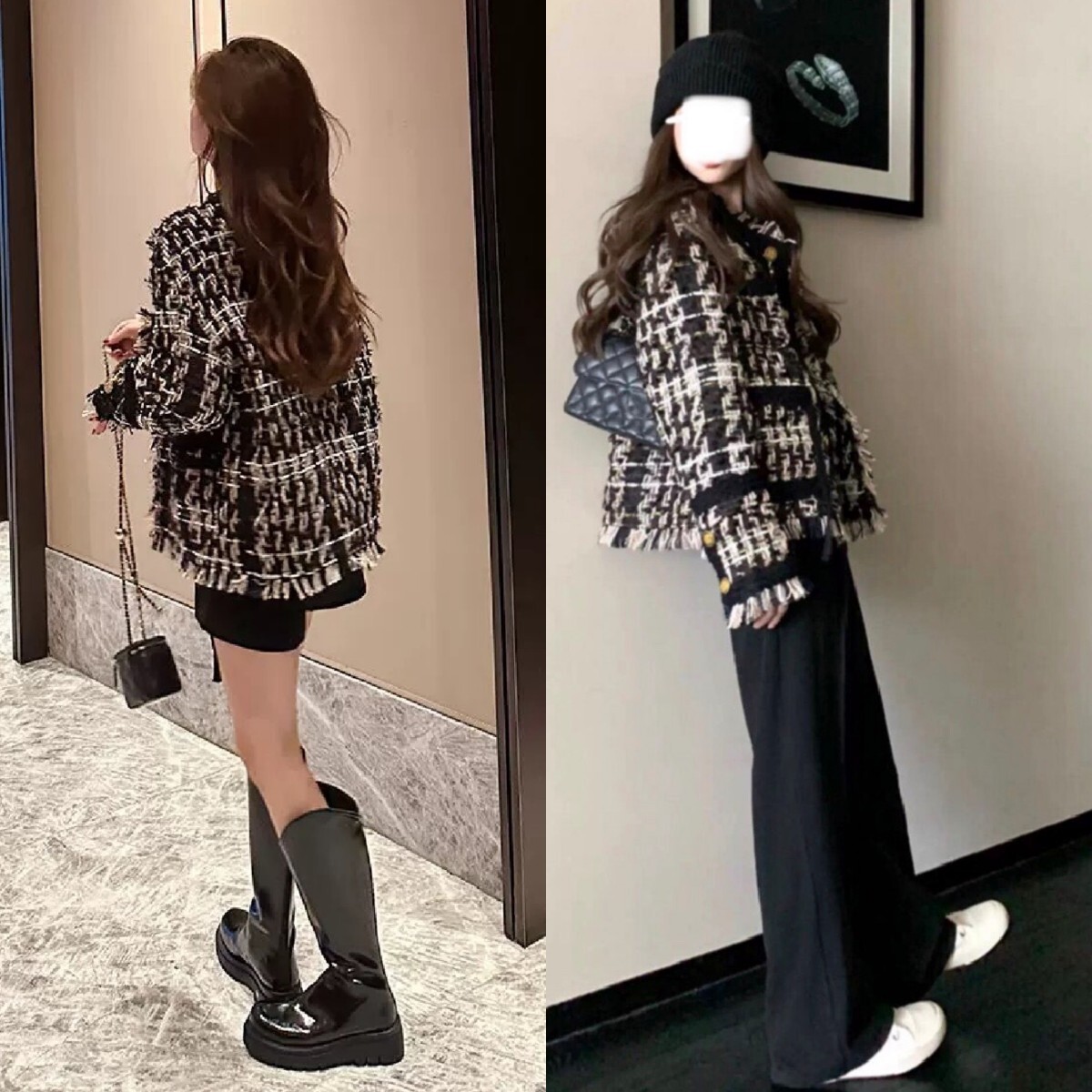 【新品☆】ツイード　ノーカラージャケット　チェック　S ジャケット 送料無料 アウター ジャケット_画像4