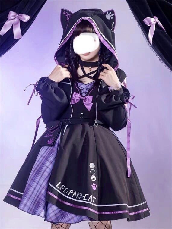 【ラスト1点】ロリータ　ネコ　キャミワンピース　ショート丈パーカー　S セット 送料無料 コスプレ_画像3