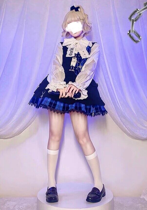 【新品☆】ロリータ　チェック柄　ミニスカート　フリル　S ゴスロリ　クロス　送料無料 コスプレ衣装_画像4