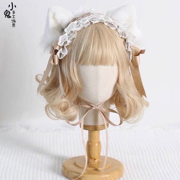 【ラスト1点】ネコ耳　ヘアアクセサリー　ベージュ　2way ヘッドアクセサリー　送料無料　カチューシャコスプレ _画像2