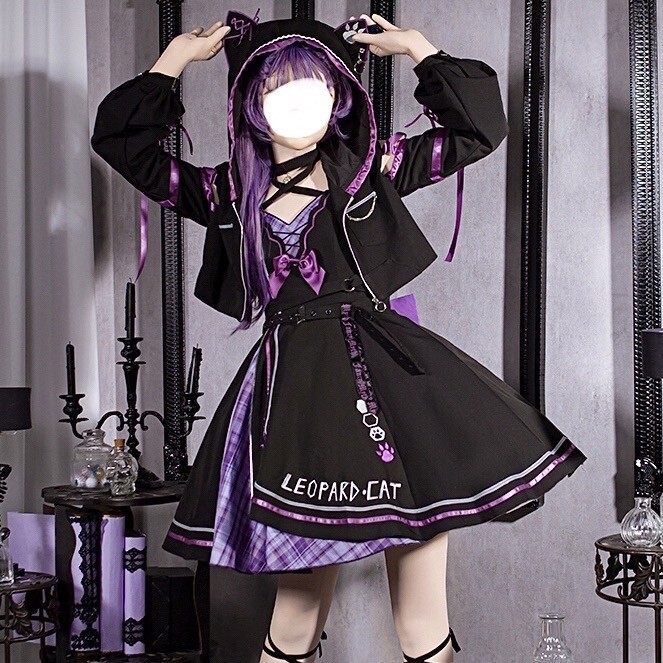 【ラスト1点】ロリータ　ネコ　キャミワンピース　ショート丈パーカー　S セット 送料無料 コスプレ_画像1