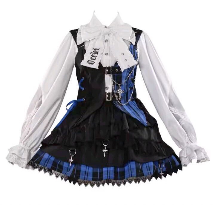 【新品☆】ロリータ　チェック柄　ミニスカート　フリル　S ゴスロリ　クロス　送料無料 コスプレ衣装_画像1