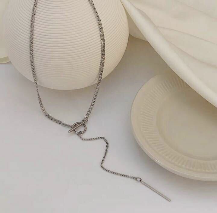 【新品】シルバー　チェーン　ネックレス　マンテル　韓国　シンプル　送料無料　男女兼用_画像5