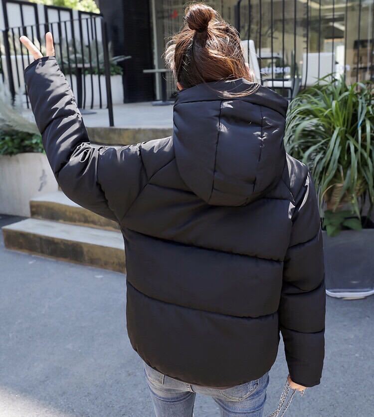 【人気☆】ダウンジャケット ミディアム丈 M L フード コート ブラック 送料無料 ダウン_画像5