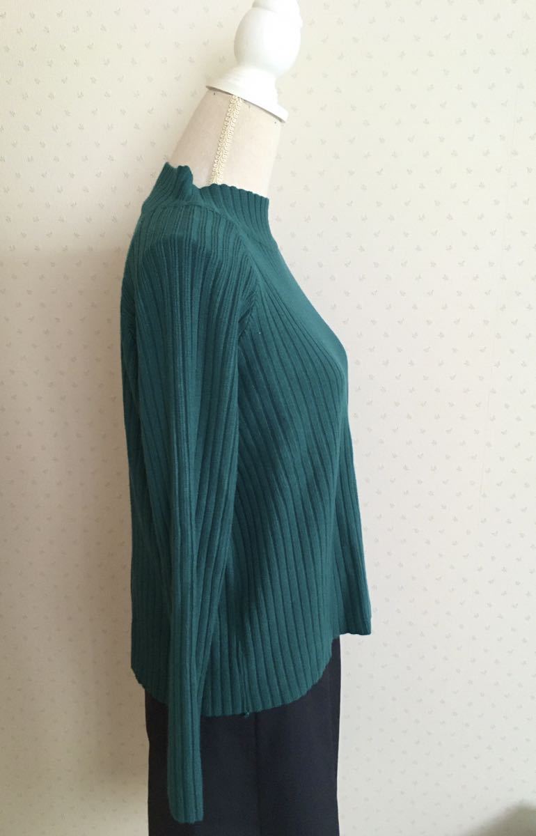 【ラスト2点】ニット ハイネック グリーン トップス ニットセーター リブ 送料無料 セーター_画像9