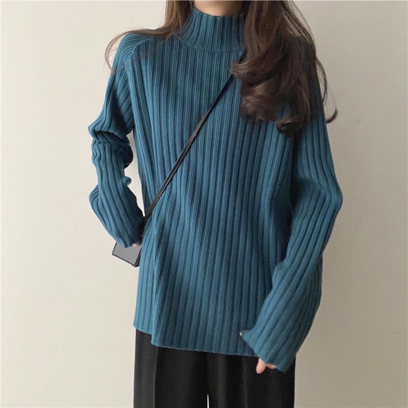 【ラスト2点】ニット ハイネック グリーン トップス ニットセーター リブ 送料無料 セーター_画像4