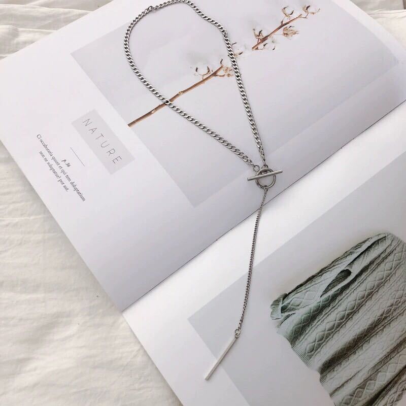 【新品】シルバー　チェーン　ネックレス　マンテル　韓国　シンプル　送料無料　男女兼用_画像6