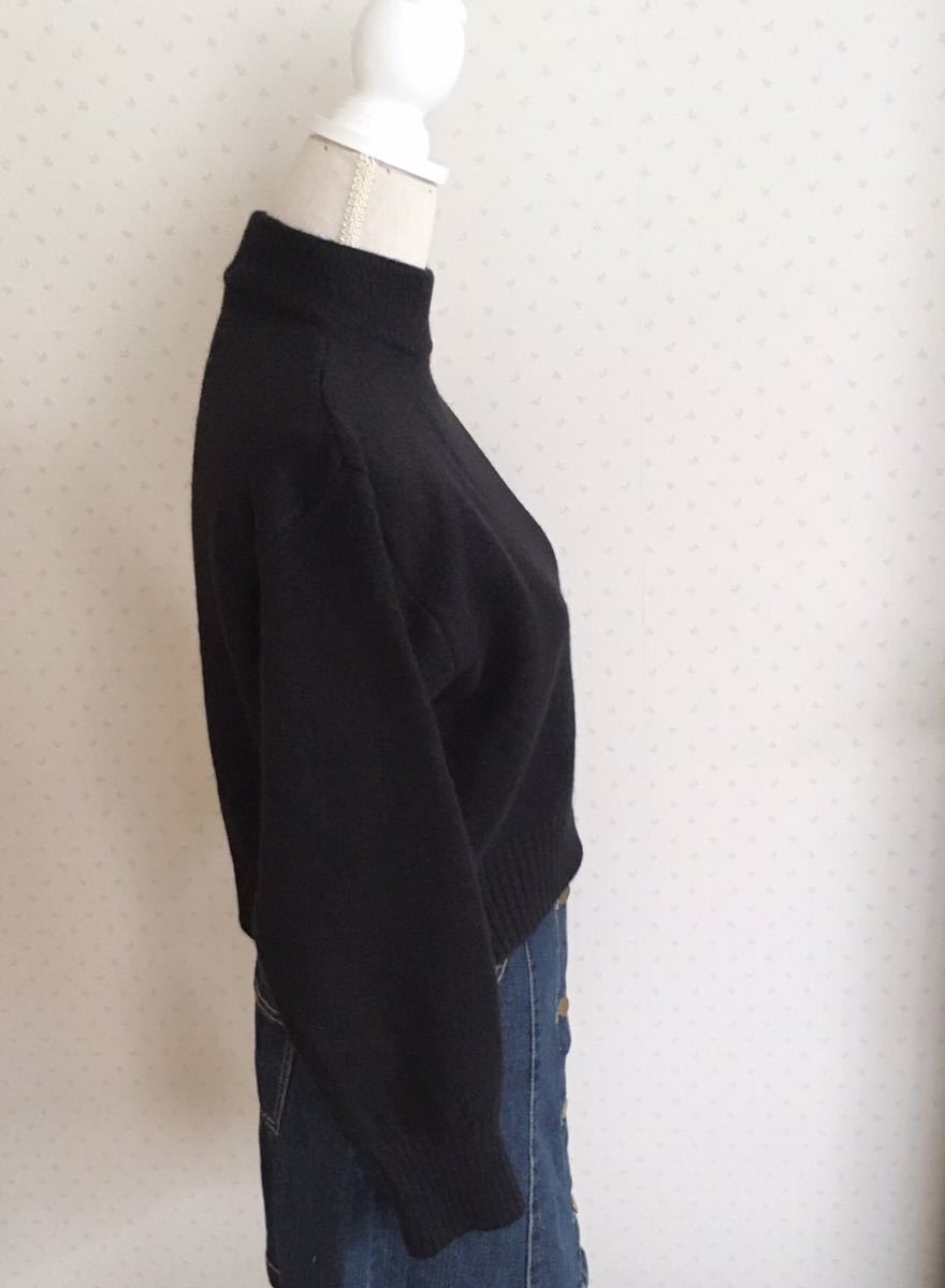 【ラスト1点】ショート丈　ニット　モックネック　ハイネック　長袖　ブラック　Free ニットセーター トップス　送料無料_画像8