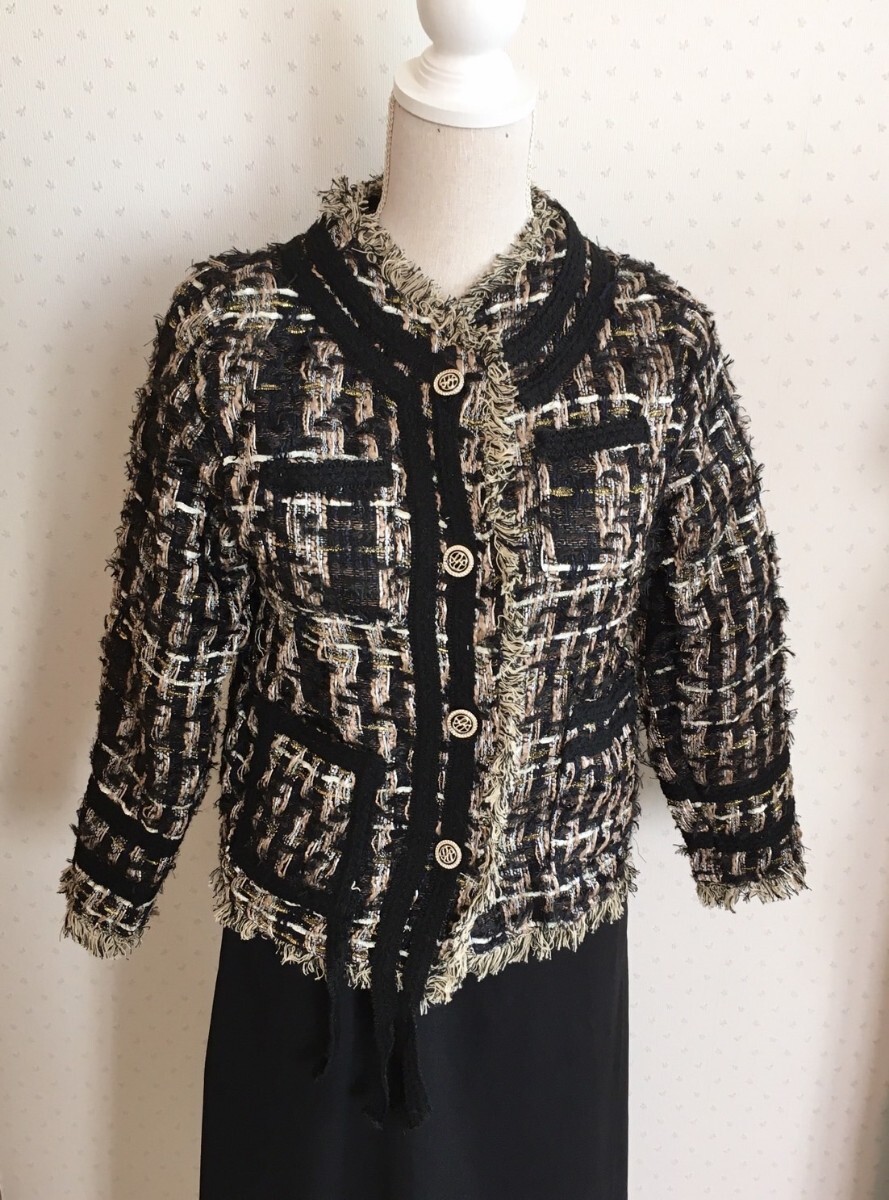 【新品☆】ツイード　ノーカラージャケット　チェック　S ジャケット 送料無料 アウター ジャケット_画像5