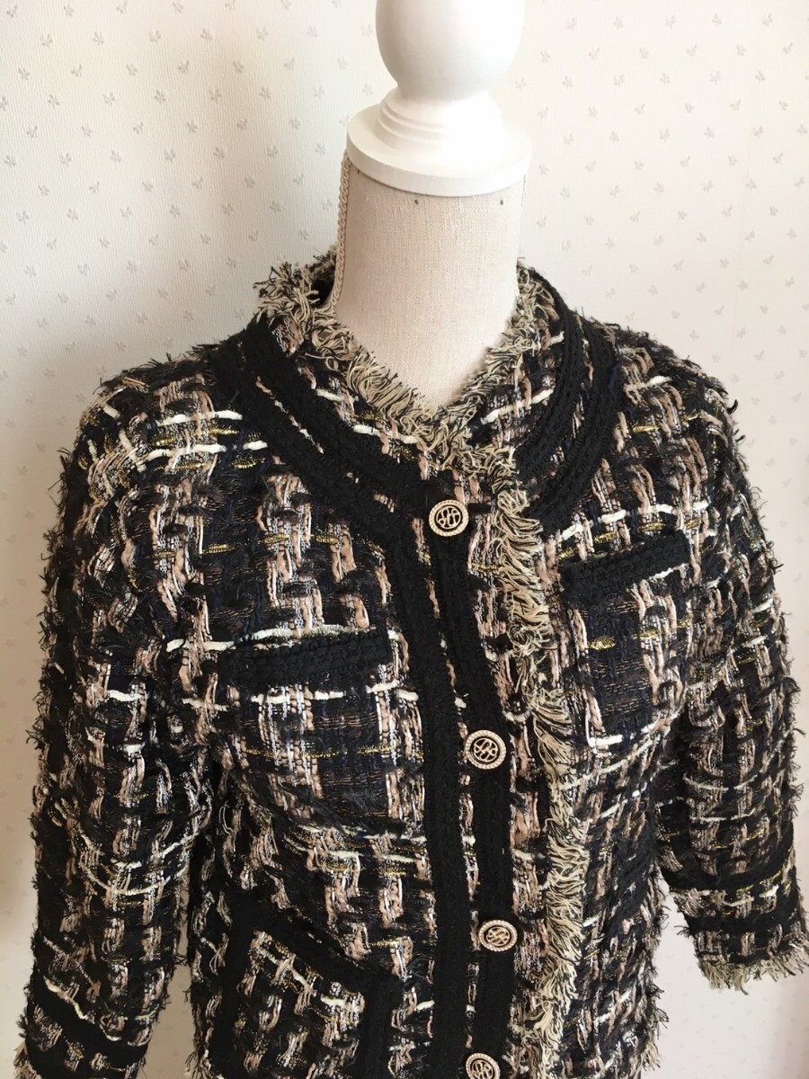 【新品☆】ツイード　ノーカラージャケット　チェック　S ジャケット 送料無料 アウター ジャケット_画像8