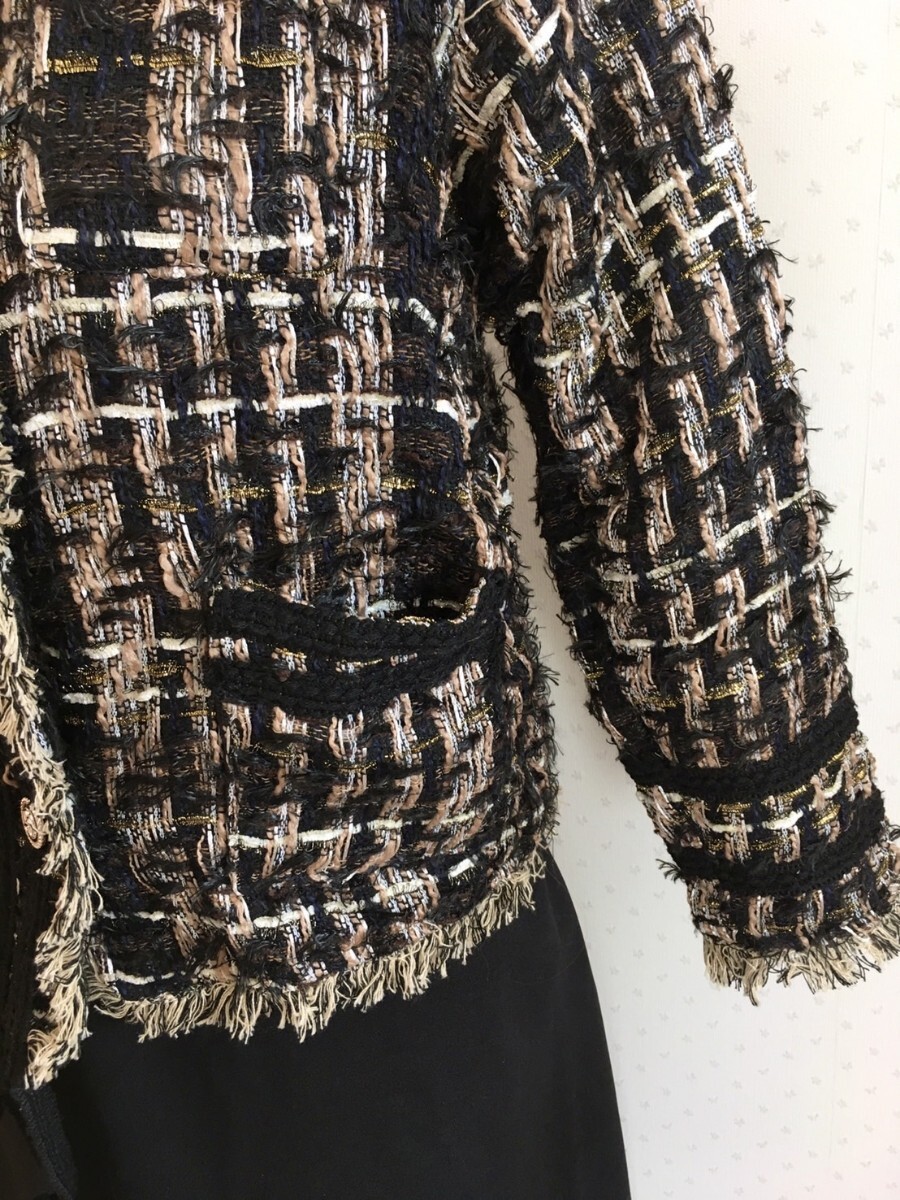 【新品☆】ツイード　ノーカラージャケット　チェック　S ジャケット 送料無料 アウター ジャケット_画像10