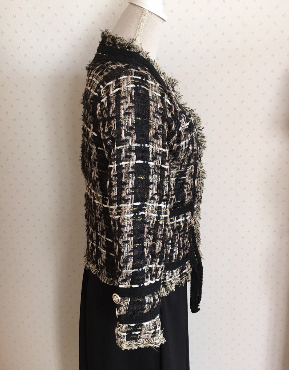 【新品☆】ツイード　ノーカラージャケット　チェック　S ジャケット 送料無料 アウター ジャケット_画像6