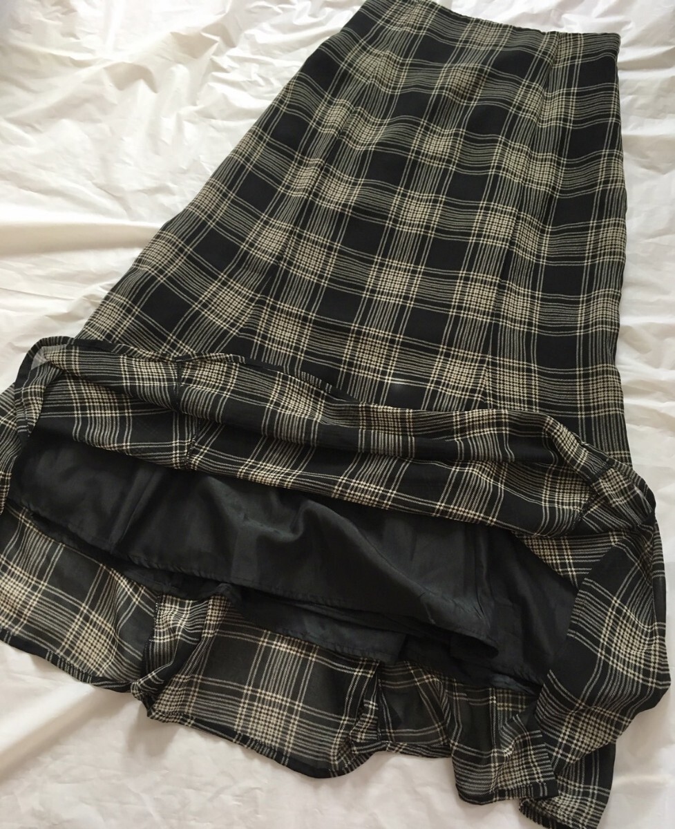 【美品】INGNI チェック柄　マーメイド　ロングスカート　FREE シアー 送料無料 レースアップ ブラック_画像8