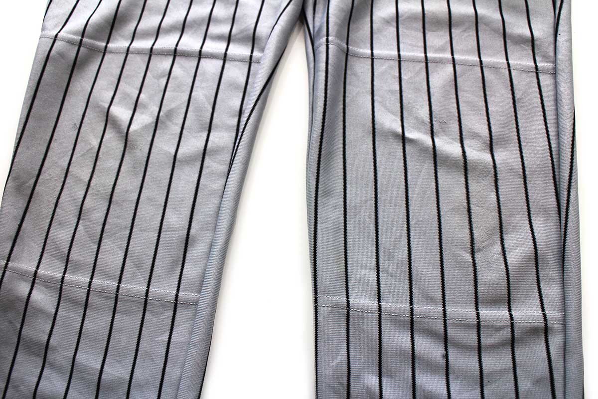 ★Wilsonウィルソン ストライプ ベースボールパンツ グレー×黒 W33★オールド スポーツ ロゴ刺繍 ユニフォーム クロップド_画像8