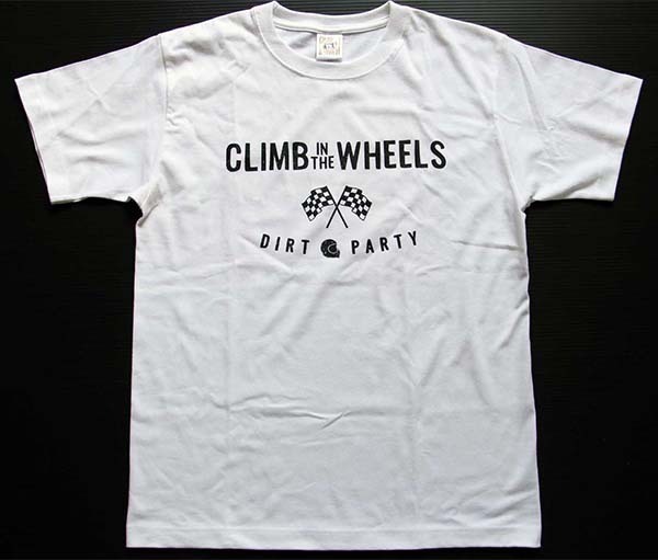 新品★CLIMB IN THE WHEELS DIRT PARTY マックスウェイト コットンTシャツ 白 XS★モトクロス オフロード ヴィンテージ チェッカーフラッグ