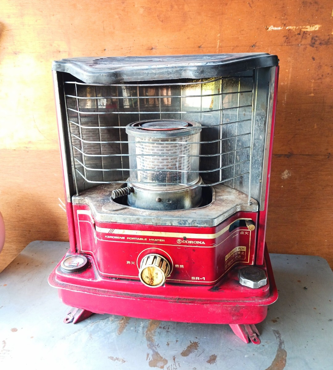 ヴィンテージ CORONA コロナ 石油ストーブ SR-1 インダストリアル 昭和レトロ 当時物 インテリア 赤系_画像1