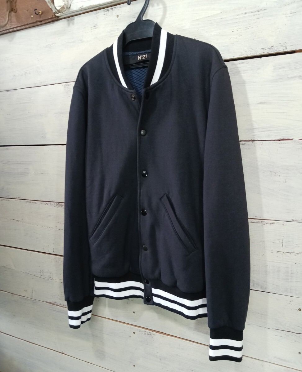 美品 N°21 ヌメロヴェントゥーノ コットン スカジャン ブルゾン 2017SS メンズコレクション XS ブラック系 イタリア製_画像3