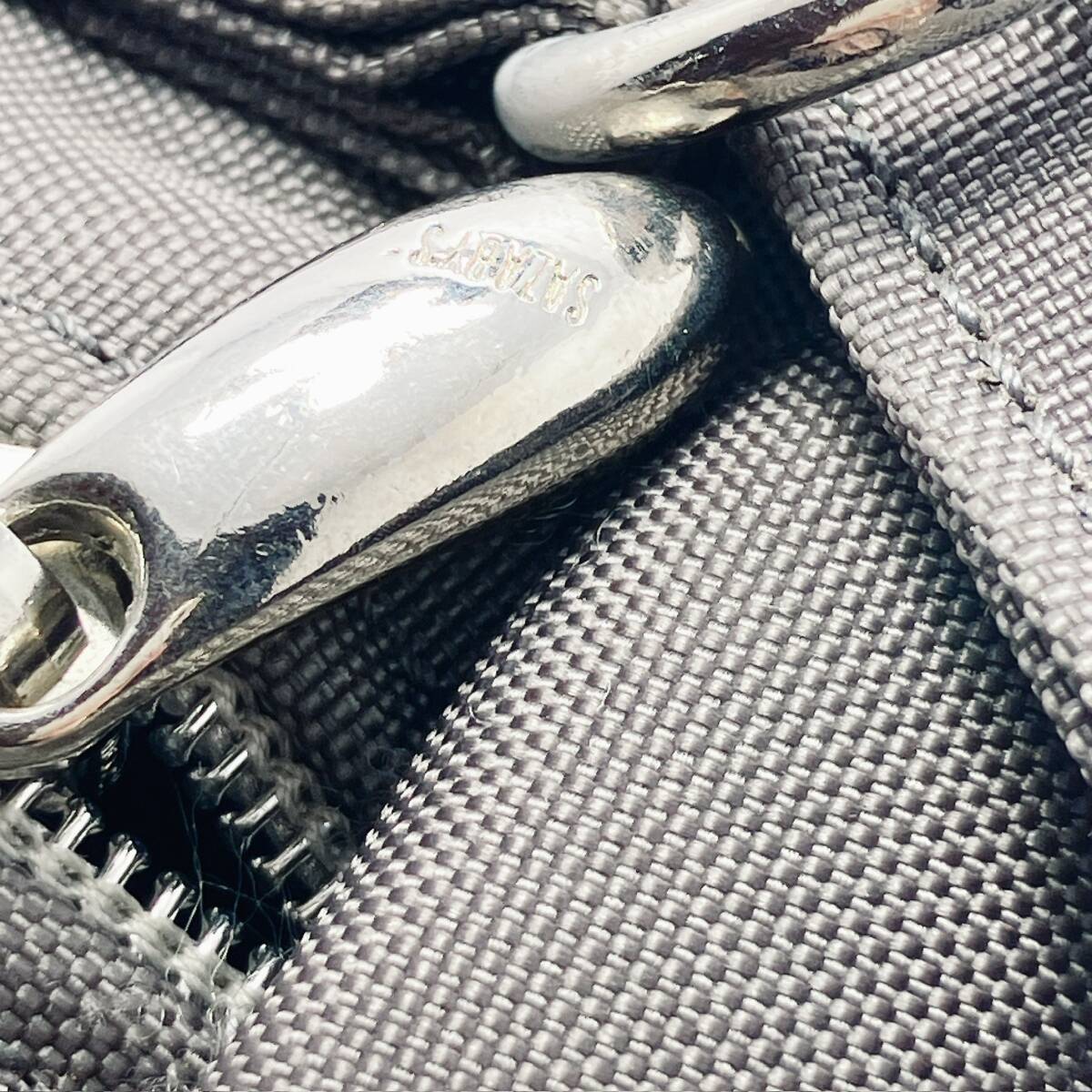 1048○ SAZABYS サザビー ショルダーバッグ ワンショルダー ハンドバッグ キャンバス ダークグレー ファスナー ボストン型 ユニセックス_画像9