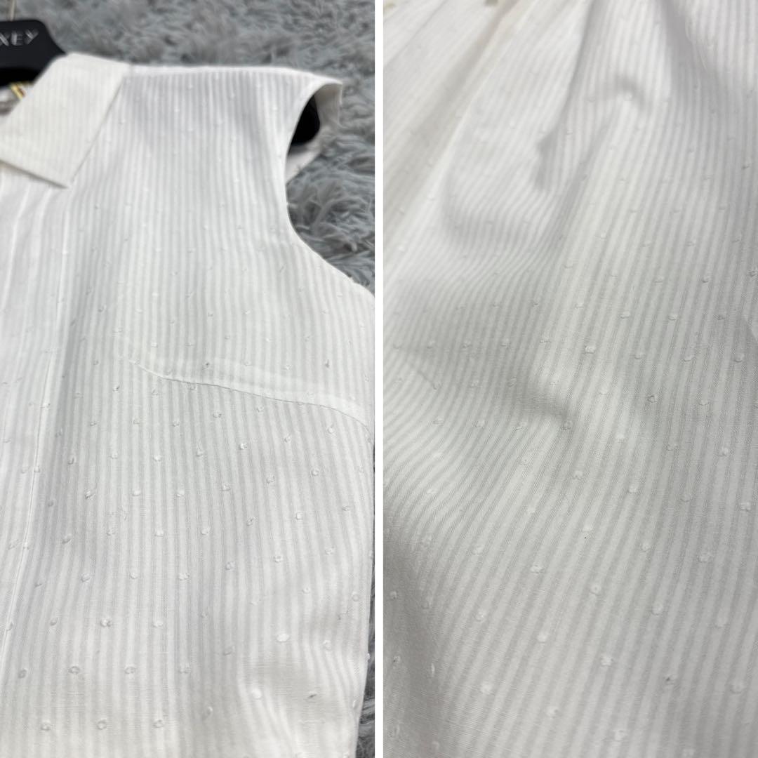 【清楚で軽やか】HERMES Tシャツドレス Blanc(ホワイト) フォクシー シャツワンピースドレス Aライン ストライプ