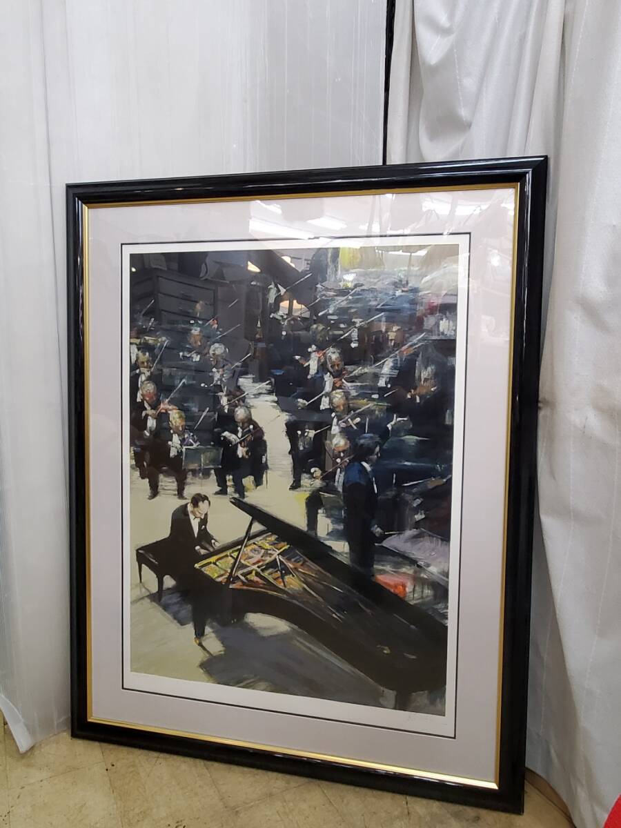 ジン・G・カム ピアノコンチェルト 人物画 作家直筆サイン 版画 絵画 真作保証 真作】ジン・G・カム Jin G.Kam/GIN G.CAM 「ピアノ