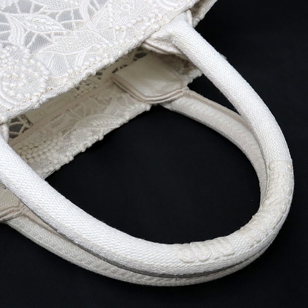 【広尾店】 ディオール Dior ブックトート スモール ハンドバッグ 白 マクラメレース キャンバス 【16832】_画像5