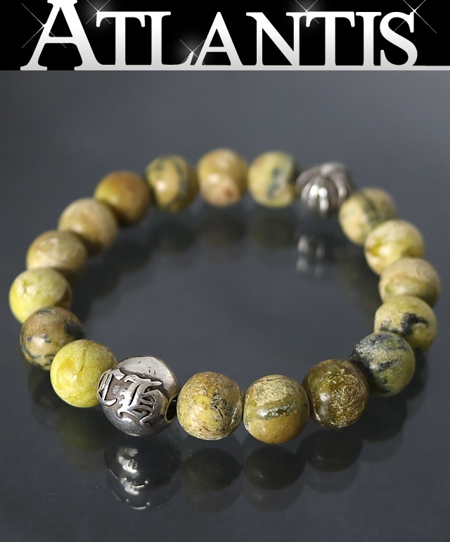 CHROME HEARTS 銀座店 クロムハーツ ビーズブレス 10mm メンズ シルバー SV925 黄 100039_画像1