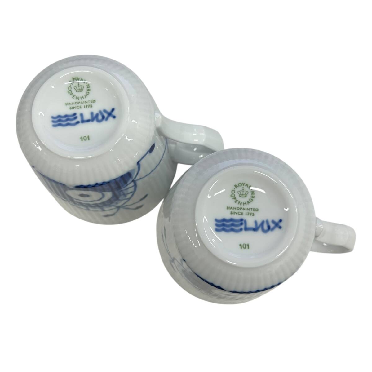 ◎未使用品◎ ROYAL COPENHAGEN ロイヤルコペンハーゲン ブルー フルーテッド メガ ペアマグカップ 2点 箱有 coHM3616COA_画像5