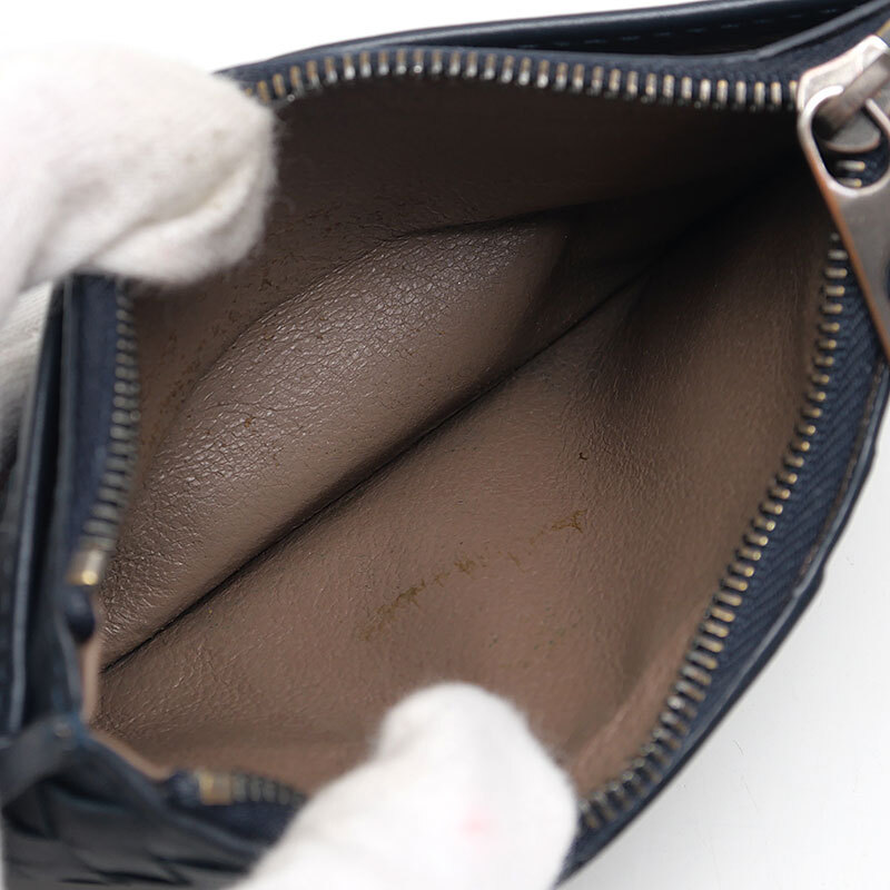 ボッテガヴェネタ BOTTEGA VENETA フラグメントケース カード コインケース ネイビー イントレチャート