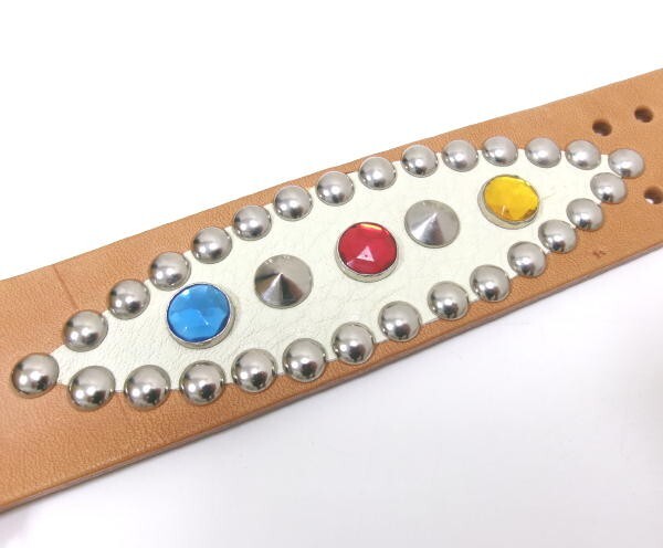 新品★GAZERY JAPONES ガゼレイジャポネス★スタッズ レザーブレスレット★ナチュラル_画像3