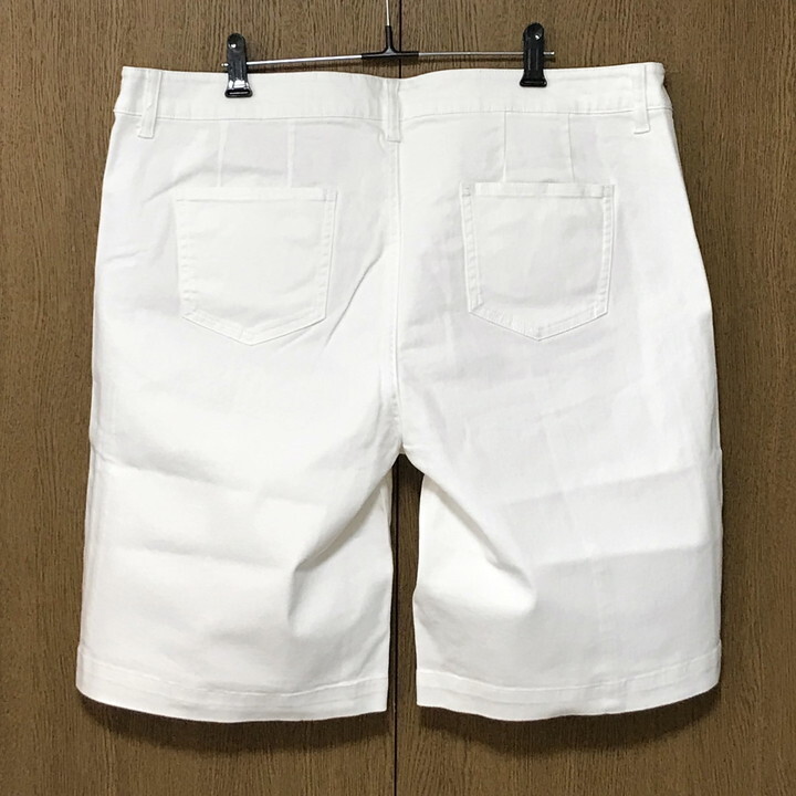 ■新品■ デニム ショートパンツ W96 4L相当 大きいサイズ ホワイト ボトムス ハーフパンツ 白 レディース カジュアル 春 夏 秋 CR93_画像2
