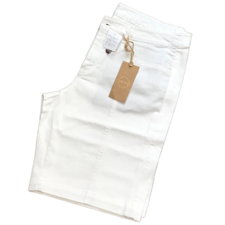 ■新品■ デニム ショートパンツ W96 4L相当 大きいサイズ ホワイト ボトムス ハーフパンツ 白 レディース カジュアル 春 夏 秋 CR93_画像9