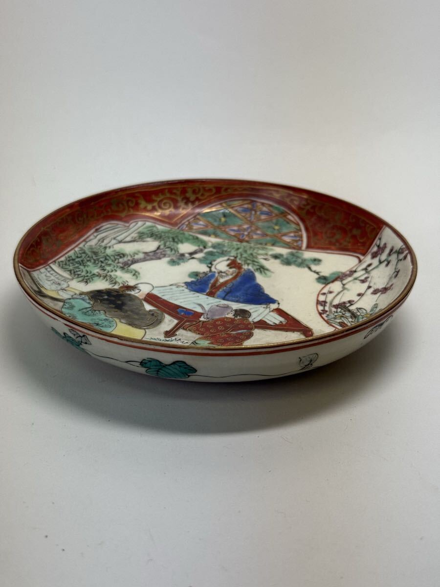 九谷焼　九谷庄三　本庄三　色絵唐人物画皿　皿 赤絵 金彩_画像4
