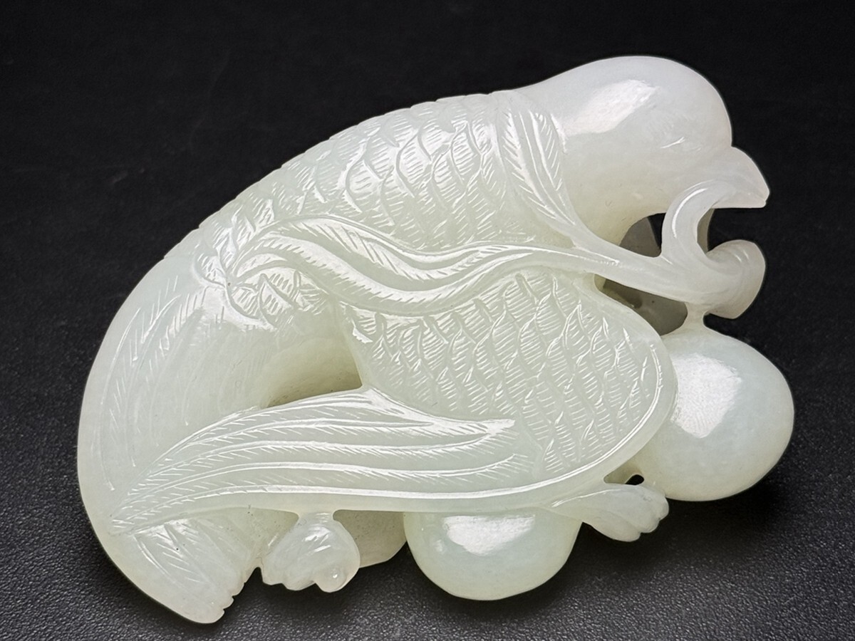 周代 神獣装身具 中国古玉老和田玉 ペンダント 骨董工艺品收藏品 清代・古和田玉彫・雙色玉・兔・鏈付・箱付・』極細工・東洋彫刻・骨董