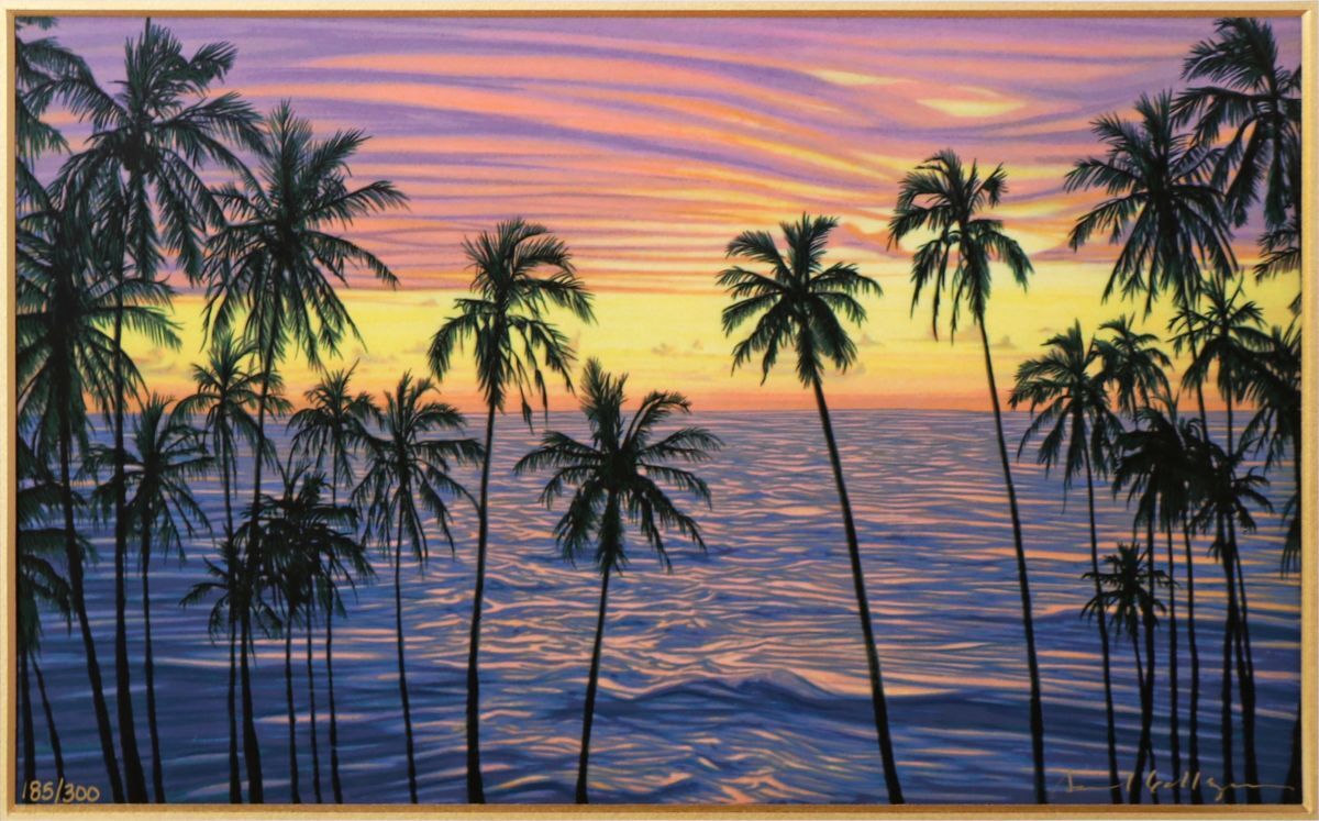 9514 デイビッド・ガエーゴス David Maes Gallegos 「ヒロベイガーデンズ」 シルクスクリーン 額装 真作 作品証明書付 アメリカ ハワイ_画像2