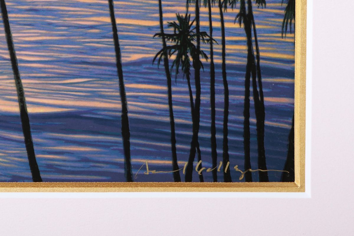 9514 デイビッド・ガエーゴス David Maes Gallegos 「ヒロベイガーデンズ」 シルクスクリーン 額装 真作 作品証明書付 アメリカ ハワイ_画像3