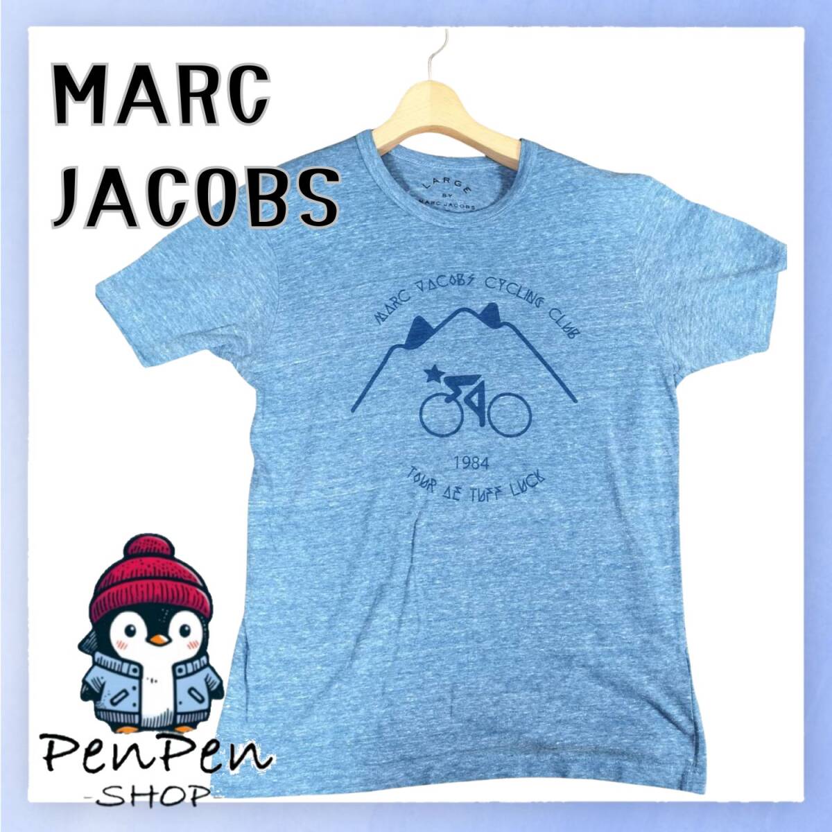 MARC JACOBS マークジェイコブス レディース 半袖 Tシャツ サイクリングクラブ ロゴプリント ミックスブルー Lサイズ スポーツ カジュアル_画像1
