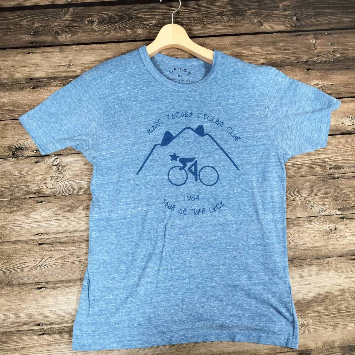MARC JACOBS マークジェイコブス レディース 半袖 Tシャツ サイクリングクラブ ロゴプリント ミックスブルー Lサイズ スポーツ カジュアル_画像3