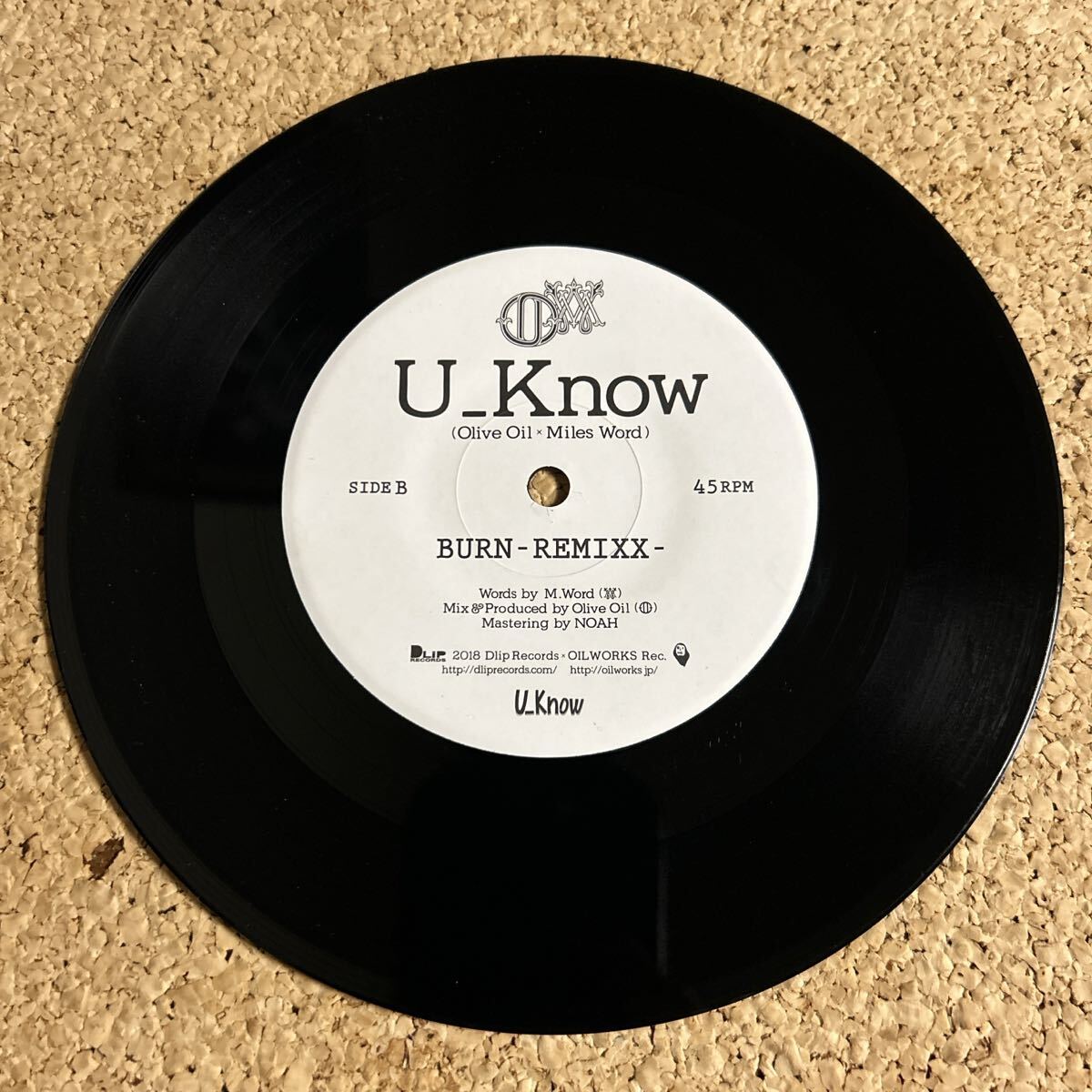 U_Know / WAKABA / BURN REMIX / Olive Oil × Miles Word / Drip Records / 7 レコード_画像3