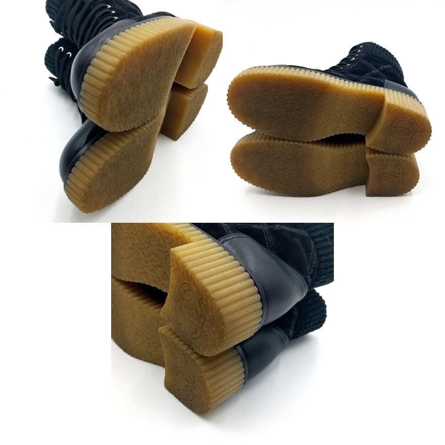 送料無料 シャネル CHANEL ショートブーツ スニーカー G36536 スエード レザー ココマーク 伊製 37C レディース